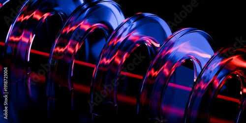 Billede på lærred Abstract iridescent crystal glass geometric forms with light refraction and spec