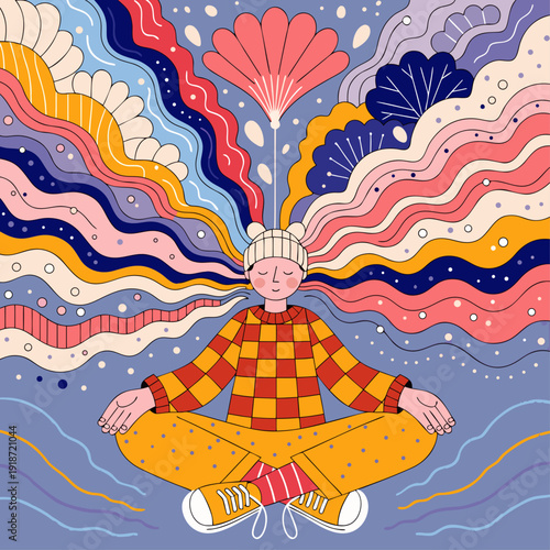 immersive-sensory-vector-of-a-calm-person-practicing Deep yoga