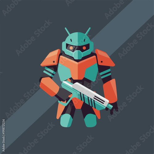 Futuristic Robot Soldier with Advanced Weaponry.