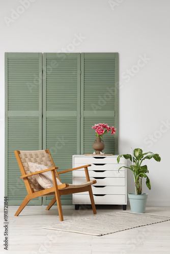 Interior of light room with...