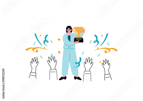 表彰されるビジネス女性