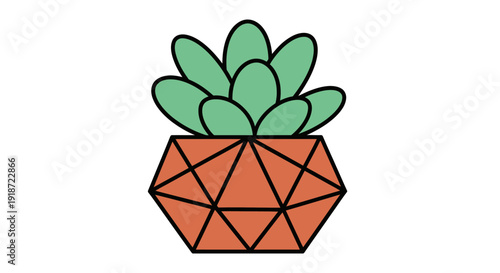 Wallpaper Mural Front view illustration showing a terracotta pot with a succulent plant, green leaves in an indoor setting Torontodigital.ca