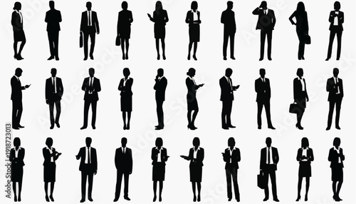 vector silhouette of a man Business People Vector Silhouettes Set – Professional Team Figures Collection