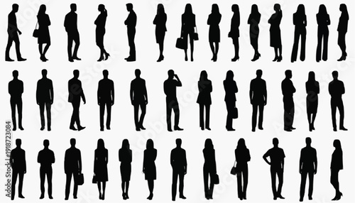 set of silhouettes of people Business People Vector Silhouettes Set – Professional Team Figures Collection