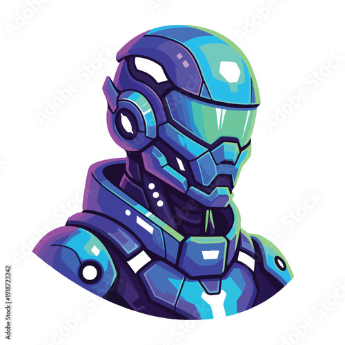 Futuristic Robot Head with Advanced Features.