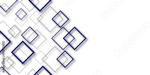 abstract geometric square background with blue outlined frames and gray layered shapes modern minimal design