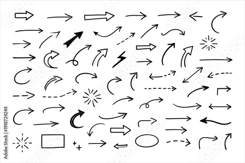 Collection of hand-drawn arrow icons and symbols for design