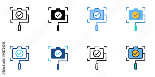 Video Stabilization AI icons set multiple style collection. Editable stroke 
