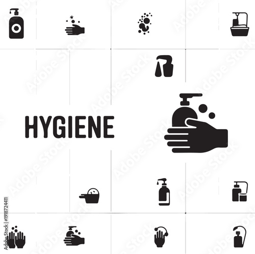 Hygiene icons and practices for cleanliness and health