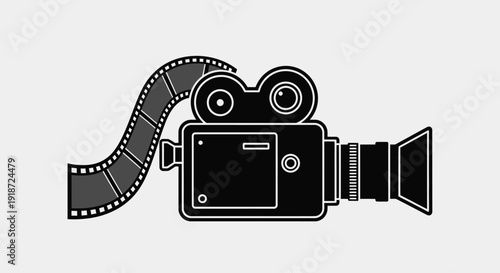 Wallpaper Mural Front view of vintage movie camera illustration with film reel monochrome scene captured by imagefx_njyzlh_via_RJ_ImageFX_Auto.ai Torontodigital.ca