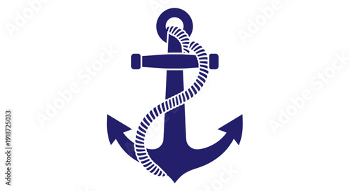 Wallpaper Mural Centered navy blue anchor icon with stylized rope on white background, flat design viewed from straight perspective Torontodigital.ca