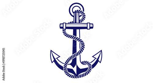 Wallpaper Mural Hand-drawn Dark Blue Anchor Illustration with Rope, Ring, and Line on White Background – Simple and Striking Torontodigital.ca
