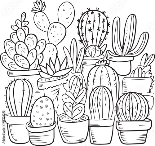 Cactus Plant Line Editable Icon Set – Contains Icons Related to Desert, Succulent, Nature, Pot, Botanical & More. Editable Stroke. Vector Illustration
