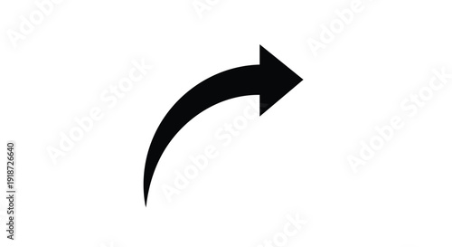 Black curved arrow icon vector