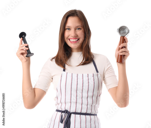 Happy young female barista ...