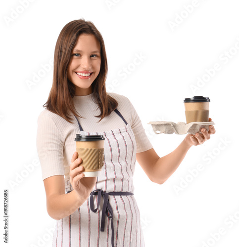 Happy young female barista ...