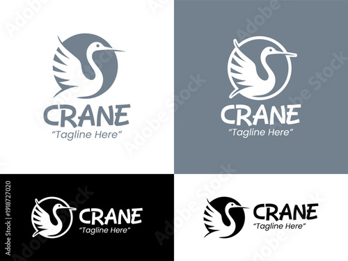 Crane Bird Mascot Emblem for Nature and Eco Branding
