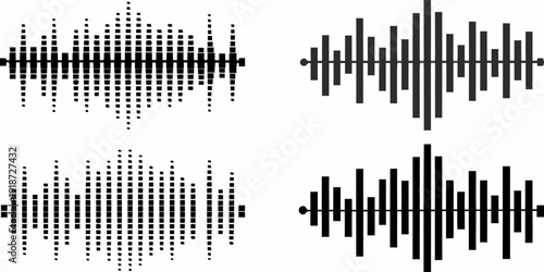 Four abstract waveform representations against a white background