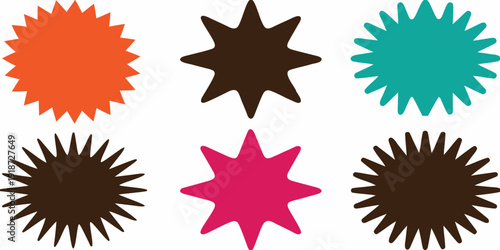 Colorful starburst shapes arranged in a symmetrical grid pattern