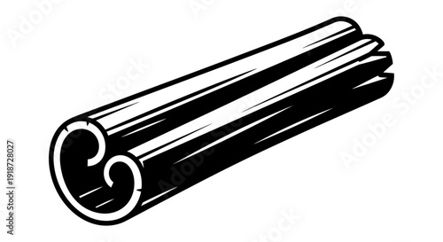 Illustration of a cylindrical tube with a curled end viewed from an angle