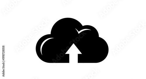 Cloud upload icon representing data transfer and storage in a simple illustration