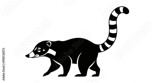 Vector illustration of a lemur walking on a white background from a side view