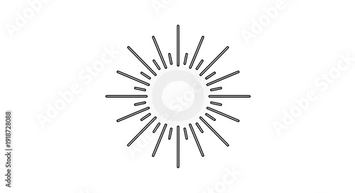 Radiant sunburst icon, bright light burst, simple graphic element for design
