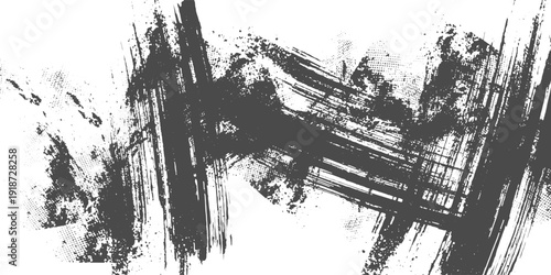 Grunge Paint Stripe Vector Brush Stroke Distressed Banner Black Isolated Paintbrush Collection Modern Textured Shape Dry Black Border.