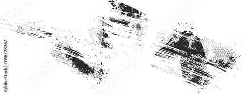 Glitched Collage Geometric Banner Noise Texture Destroyed Background Grunge Distressed Effect Vector Shapes with Screen Print Stripe Texture.