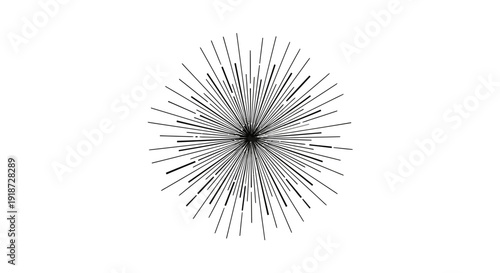 Abstract radial burst graphic with radiating lines, symbolizing energy, impact, and dynamic motion
