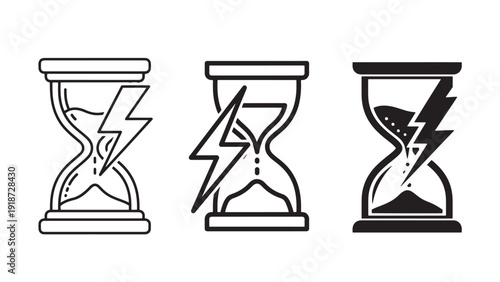 Energy Timing Illustration Hourglass and Power Icons Representing Energy Efficiency Demand Response Grid Transition and Investment Timing