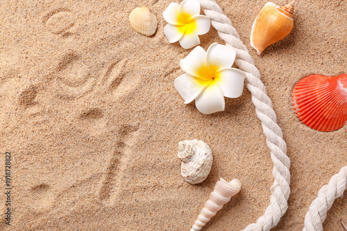 Plumeria flowers with seash...