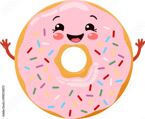 Obraz na plátně Smiling pink donut to brighten up your mood