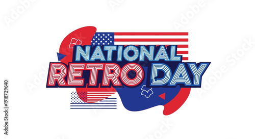 A colorful illustration celebrating National Retro Day in the United States with a nostalgic moment, throwback to classic and old-school vibes, featuring a vector graphic with a timeless