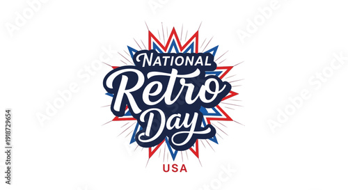 Vector illustration of a classic National Retro Day USA logo with a nostalgic moment and timeless style, featuring a throwback design on a clean white background with a vintage vibe.