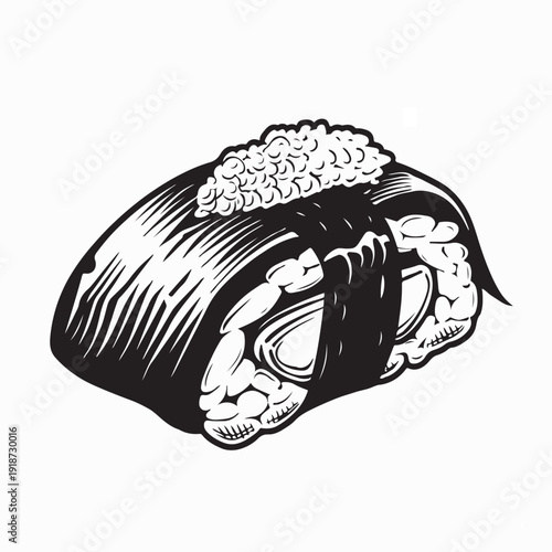 Handmade Onigiri Rice Ball Vector Illustration on White Background