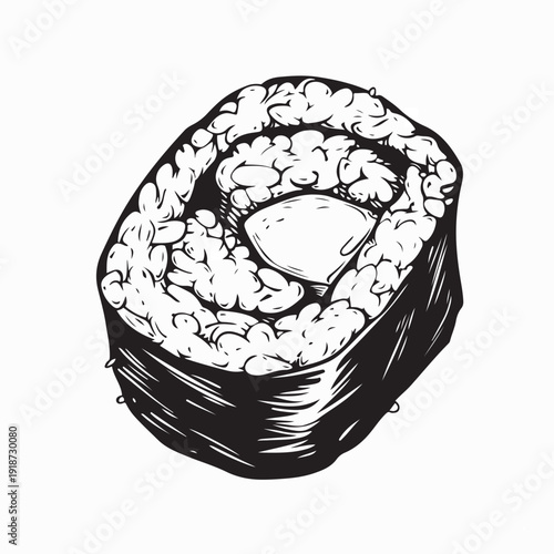 Traditional Japanese Rice Roll Vector Art on White Background