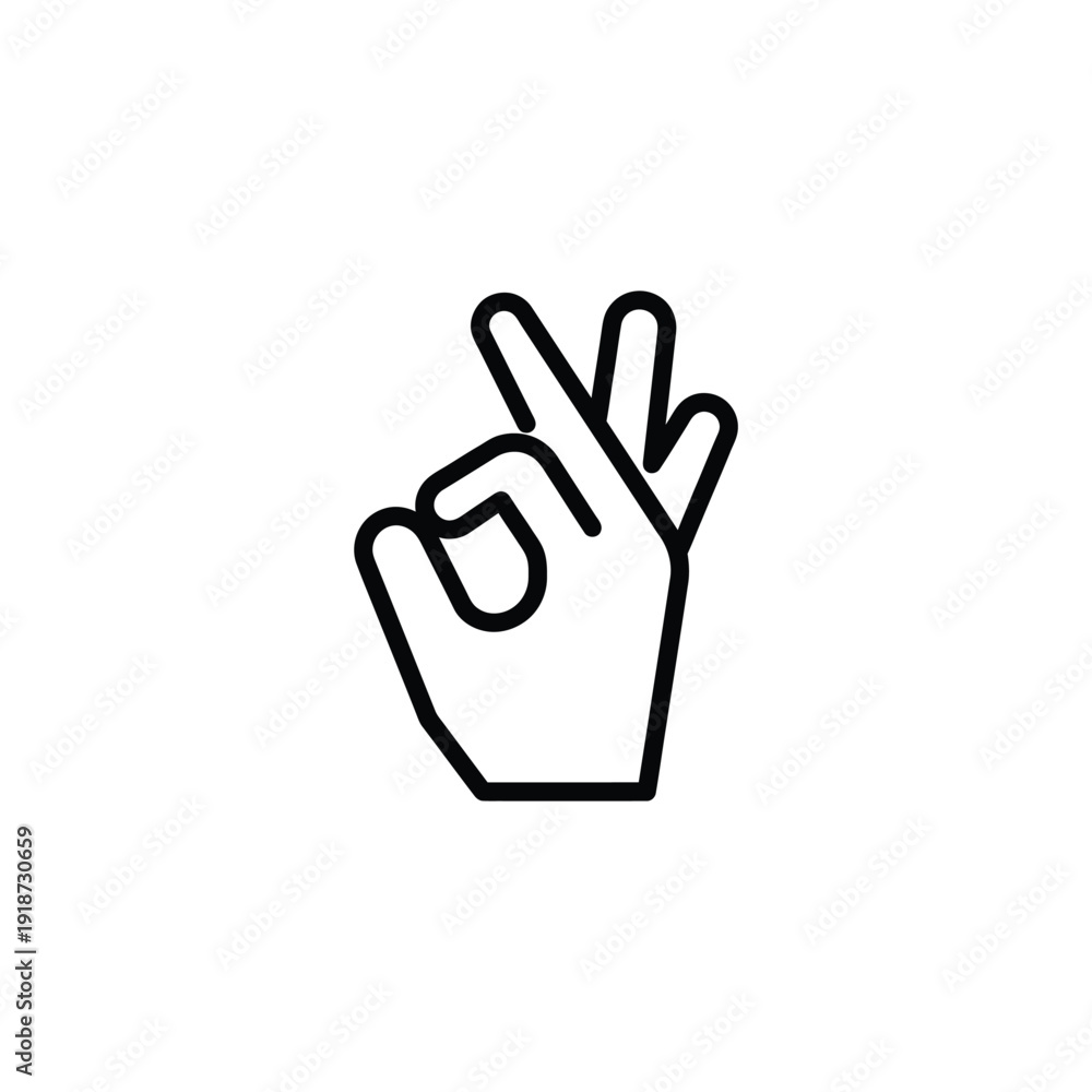 Obraz premium Simple line drawing of a hand making the victory or peace sign