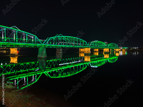 Broken Bridge at Yalu River, the border between Dandong, China and North Korea