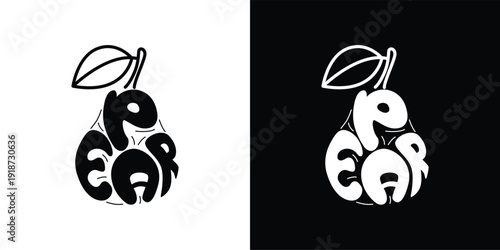 Pear fruit logotype in vector illustration. Modern style and minimalist. 