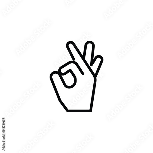 Simple line drawing of a hand making the victory or peace sign