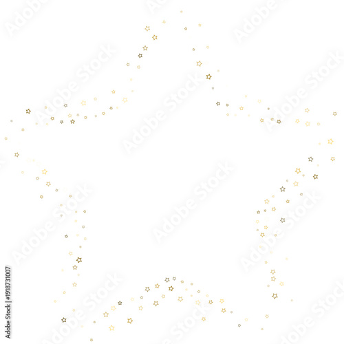 Christmas tree. Gold Glitter Stars. Luxury Shiny Confetti. Scatter little sparkle. Flash glow element. Random magic tiny light. Stellar fall white background. New Year, Christmas Vector illustration.
