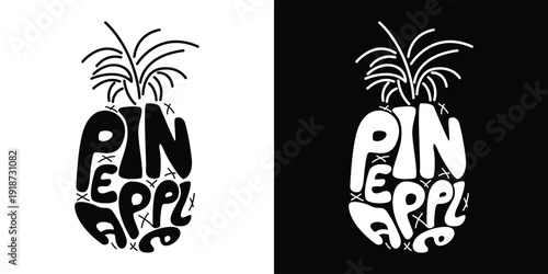 Pineapple fruit logotype in vector illustration. Modern style and minimalist. 