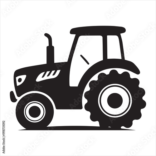 Tractor Doodle funny, Silhouette, Vector, Icon, Logo, White Background.