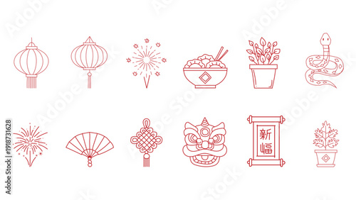 Red Chinese New Year icons