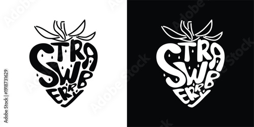 Strawberry fruit logotype in vector illustration. Modern style and minimalist. 