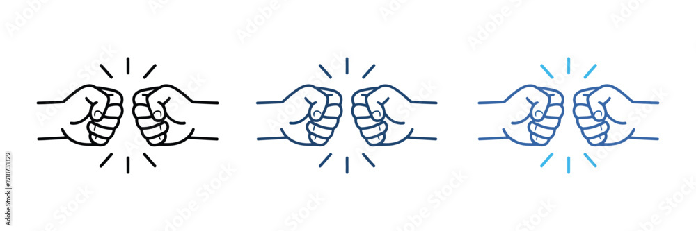Fototapeta premium Fist Bump Icons, modern outline hand gesture illustration showing unity support respect agreement