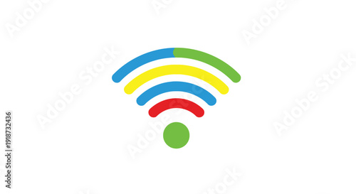 Colorful wifi signal icon on a plain white background