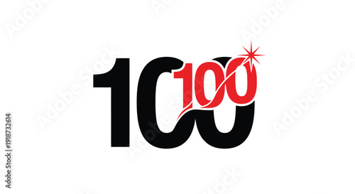 Graphic representation of the number 100 with a celebratory sparkle