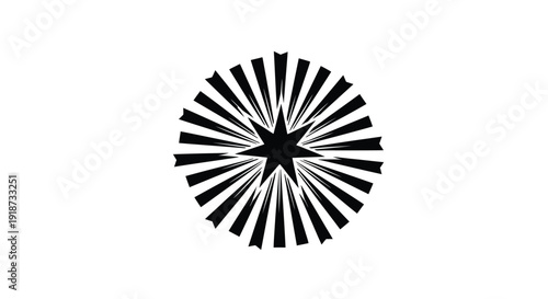 Abstract starburst design with radiating black lines on a white background